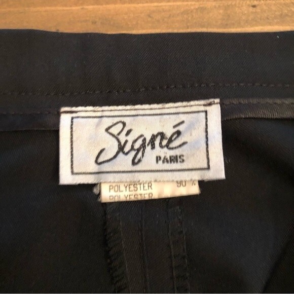 VINTAGE SIGNE PARIS 8 BLACK HIGH WAISTED SIDE ZIP FORMAL DRESS TAPERED PANTS - Picture 8 of 10